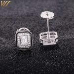 Dazzling White Gold Emerald Cut Moissanite Stud Earrings