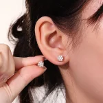 Classic Round Brilliant Moissanite Cluster Stud Earrings Featuring A Radiant Floral Silhouette