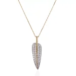 Round Cut Lab Diamond Pendant Necklace Nature Leaf Motif