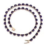Semicircle Shape Lab Sapphire Necklace with Elegant Links