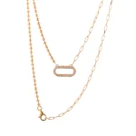 Modern Mixed Chain Diamond Oval Pendant Necklace in 18k Yellow Gold