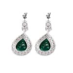 Exquisite Pear-Shaped emerald Halo Drop Earrings
