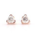 Gorgeous Rose Gold Triangle Cut Moissanite Stud Earrings