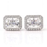 Halo Moissanite White Gold Stud Earrings