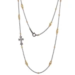 Vintage Contrast Cross Choker | Round-Cut Lab Diamonds with 18K Gold Beads​