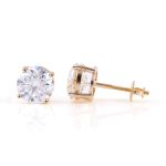 Stunning four claw setting Moissanite Round Cut Stud Earrings