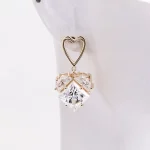 Princess Cut Moissanite Drop Earrings Elegant Geometric Dangle Style