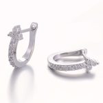 Gorgeous White Gold Moissanite Round Cut Huggie Earrings