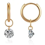 Oval Glow Drop Earrings | Oval-Cut Lab Diamond in 18K Yellow Gold with Minimalist Circle Design