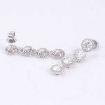 round moissanite halo linear earrings