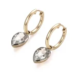 Pear Cut Moissanite Drop Earrings with Elegant Polished Gold Hoops
