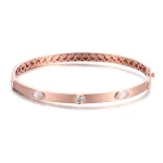 Marquise and Round Cut Moissanite Bangle Bracelet Brushed Finish Style