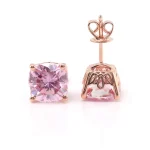 Classic Cushion Cut Pink Lab Gemstone Solitaire Stud Earrings