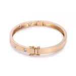 Heart Cut Lab Gemstone Bangle Bracelet Modern Station Style