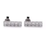 Classic Five Stone Round Cut Moissanite Linear Drop Earrings