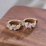 Multi-Shape Moissanite Huggie Hoop Earrings with Mixed Cuts