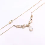 Elegant Pear Cut Moissanite Pendant Necklace with Nature Inspired Vine Design