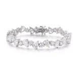 Pear Cut and Round Cut Moissanite Bracelet with Sparkling Multi-Shape Cluster Design