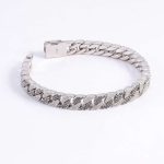 White & Black Moissanite Triangles Intertwined Cuban Bracelet