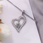 18-inch Heart-Shaped Necklace with Green Moissanite