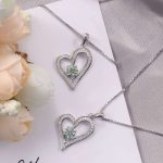 18-inch Heart-Shaped Necklace with Green Moissanite
