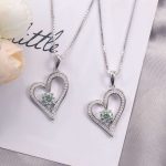 18-inch Heart-Shaped Necklace with Green Moissanite