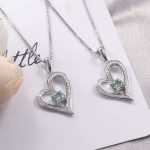 18-inch Heart-Shaped Necklace with Green Moissanite