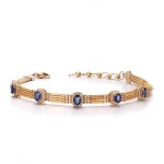 Lab Diamond and Sapphire Bracelet | 18K Yellow Gold with Oval Sapphires & Adjustable Clasp​