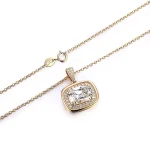 Classic Radiant Cut Moissanite Pendant Necklace with Shimmering Round Brilliant Accent Stones