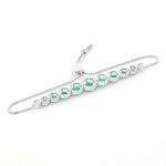 Hexagonal White Gold Bracelet with Lab Emeralds and Moissanites
