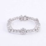 Exquisite Flower Design Moissanite White Gold Tennis Bracelet