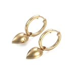 Pear Cut Moissanite Drop Earrings with Elegant Polished Gold Hoops