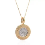 Round Cut Lab Diamond Pendant Necklace Twisted Rope Medallion Style