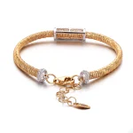Golden Diamond Bracelet | 18K Yellow Gold Coiled Chain with Lab Diamond Frame​
