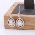 double halo design:Gorgeous 1CT Pear Cut Moissanite Drop Earrings