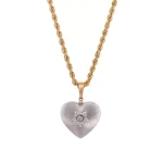 Bicolor Heart Pendant | 18K Yellow Gold & White Gold Pendant with Center Lab Diamond (Pendant Only)​