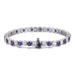 Round Cut Lab Gemstone Tennis Bracelet Classic Alternating Color