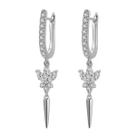 Marquise and Round Moissanite Drop Earrings with Modern Spike Design