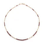Crimson Fire-Weave Necklace | 18K Yellow Gold Bamboo Link Necklace with Natural Ruby Accents