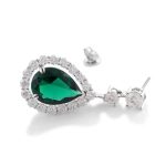 Exquisite Pear-Shaped emerald Halo Drop Earrings