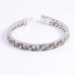 White & Black Moissanite Triangles Intertwined Cuban Bracelet
