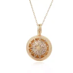 Round Cut Lab Diamond Pendant Necklace Twisted Rope Medallion Style
