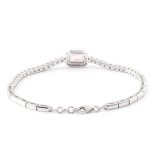 Radiant Emerald Pink Lab Gemstone Halo Tennis Bracelet