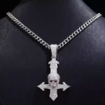 Striking Skull Cross Moissanite Pendant