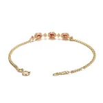 Ruby Triad Bracelet | 18K Yellow Gold Lab Ruby & Lab Diamond Floral Links​
