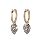 Pear Cut Moissanite Drop Earrings with Elegant Polished Gold Hoops