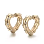 Heart Shaped Hoop Earring with Shimmering Round Cut Moissanite Accent