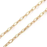 18k Yellow Gold Necklace Elongated Paperclip Link Chain Style