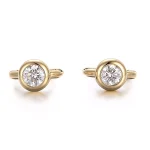 Round Cut Lab Diamond Earrings Bezel Set Huggie Hoop Style