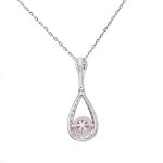 Ethereal Dewdrop: 16-Inch Pearl & Moissanite Pear Pendant Necklace